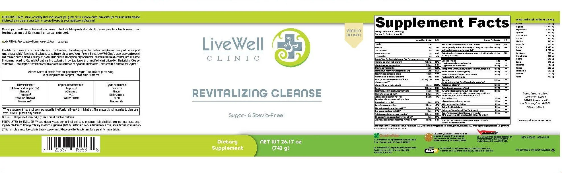 Revitalizing Cleanse Powder - Sugar and Stevia free — Live Well Clinic